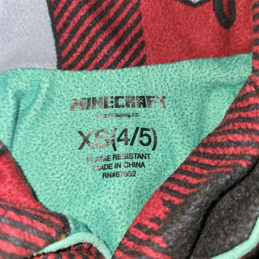 Boys Pajama Lot 2 Sets Minecraft and Bear Buffalo Plaid Fleece XS 4/5
